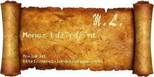 Mencz Lóránt névjegykártya